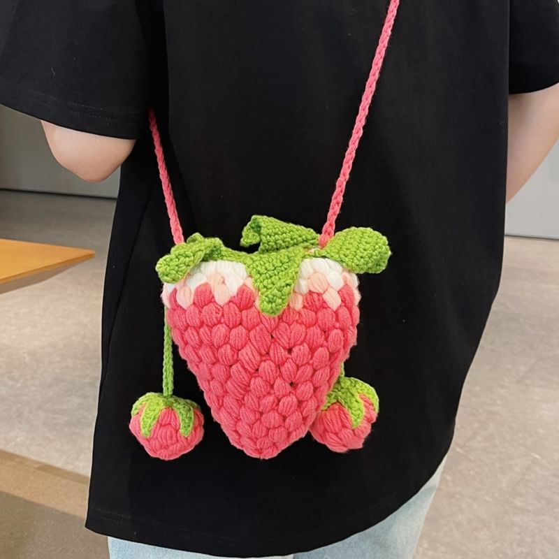 Strawberry Knit Crossbody Bag