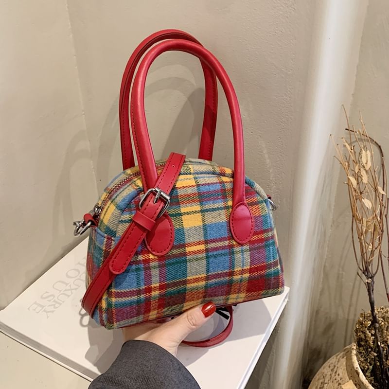 Plaid Bowler Bag