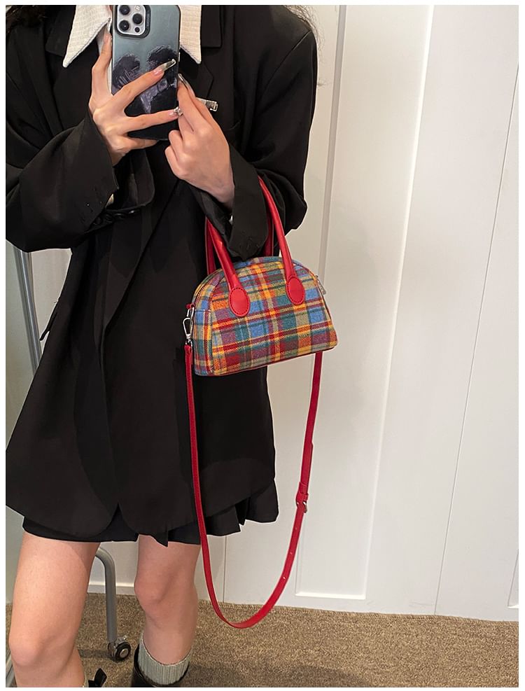 Plaid Bowler Bag