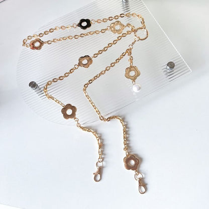 Floral Faux Pearl Alloy Phone Lanyard