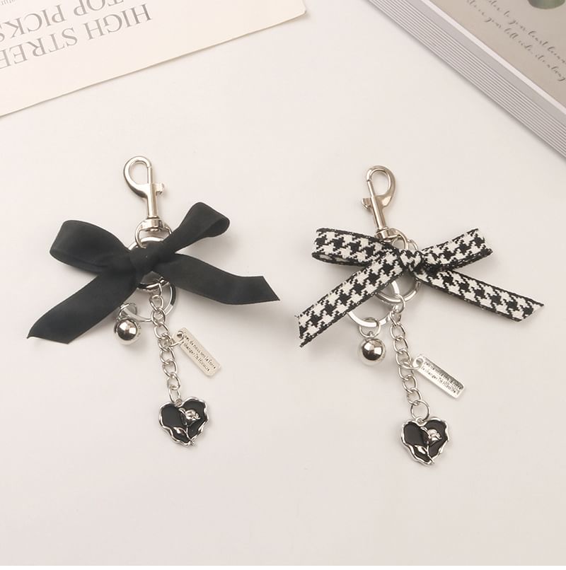 Ribbon Heart Bag Charm Keyring (Various Designs)