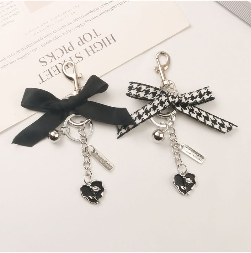 Ribbon Heart Bag Charm Keyring (Various Designs)