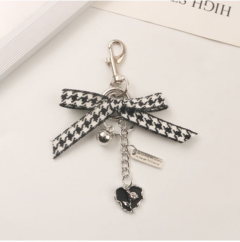 Ribbon Heart Bag Charm Keyring (Various Designs)