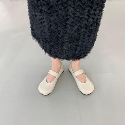 Plain Faux Leather Mary Jane Flats