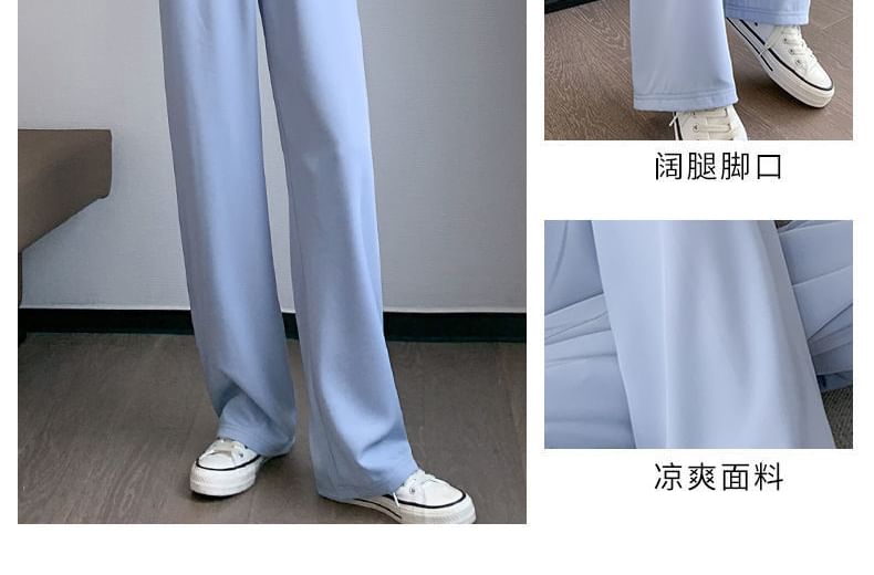 Elastic Waist Plain Straight Leg Pants (Various Designs)