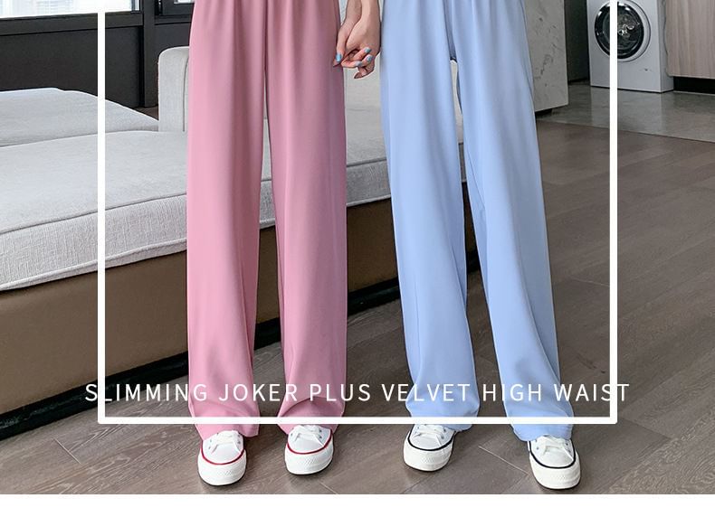 Elastic Waist Plain Straight Leg Pants (Various Designs)