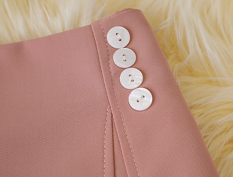 High Waist Plain Button Panel Mini A-Line Skirt