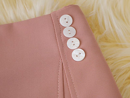 High Waist Plain Button Panel Mini A-Line Skirt