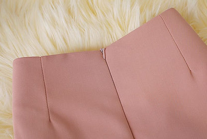 High Waist Plain Button Panel Mini A-Line Skirt