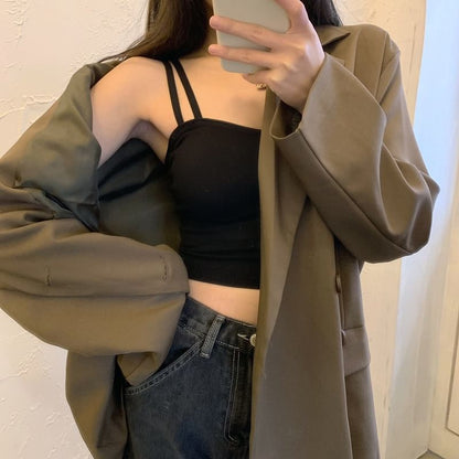 Strappy Plain Crop Top