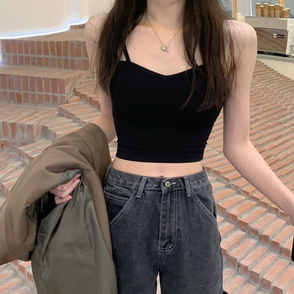 Strappy Plain Crop Top