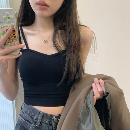 Strappy Plain Crop Top