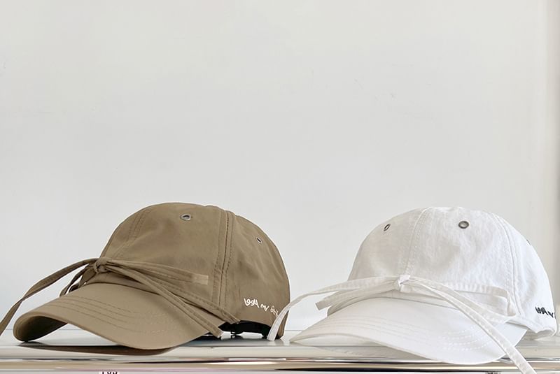 Lettering Embroidered Bow Accent Baseball Cap