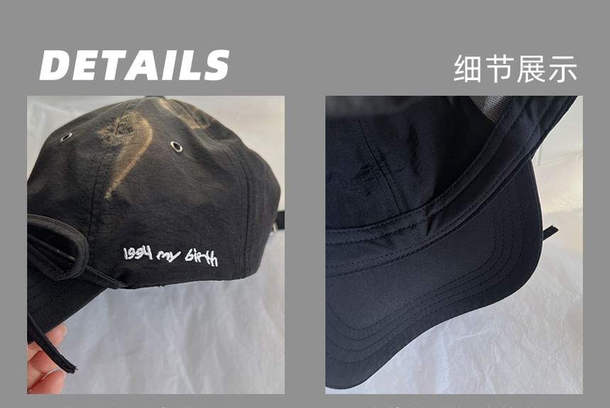 Lettering Embroidered Bow Accent Baseball Cap