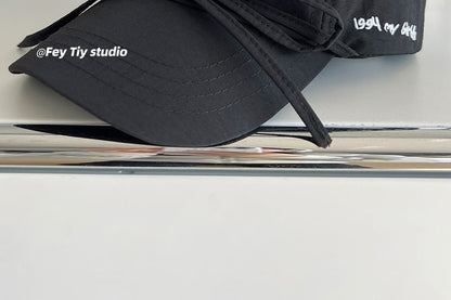 Lettering Embroidered Bow Accent Baseball Cap