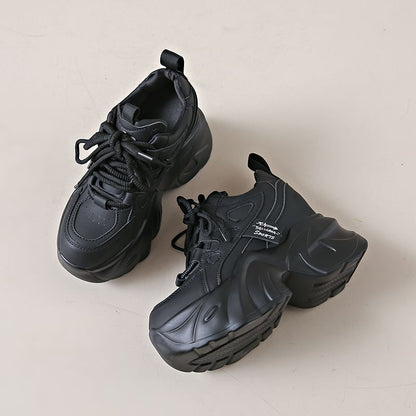 Applique Lace-Up Platform Sneakers