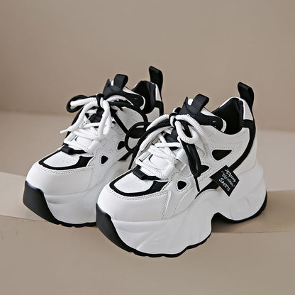 Applique Lace-Up Platform Sneakers