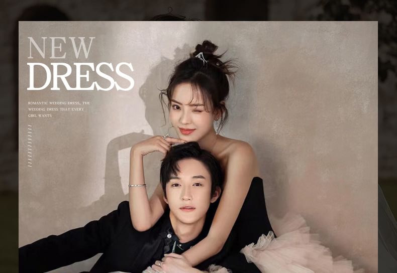 Strapless Two Tone Ruffle A-Line Ball Gown