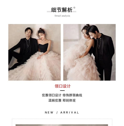 Strapless Two Tone Ruffle A-Line Ball Gown