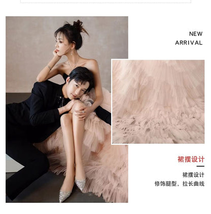 Strapless Two Tone Ruffle A-Line Ball Gown