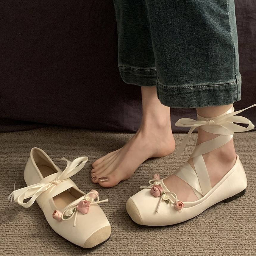 Floral Accent Balletcore Flats