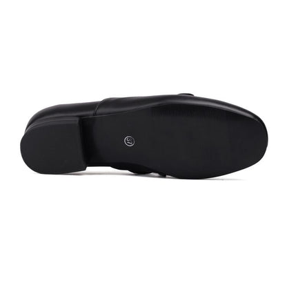 Chunky Heel Plain Lace-Up Faux Leather Shoes