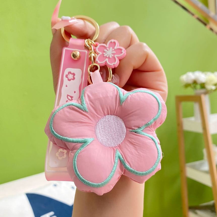 Floral Fabric Bag Charm Keyring