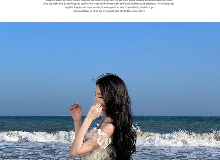 Off Shoulder Floral A-Line Evening Gown