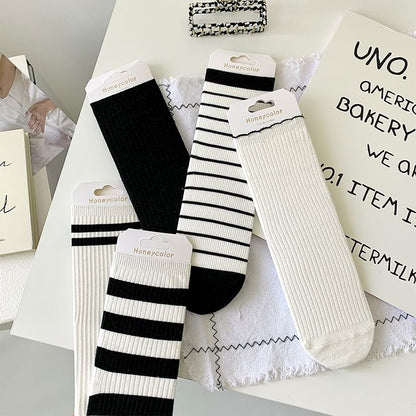 Striped Socks / Plain Socks / Contrast Trim Socks