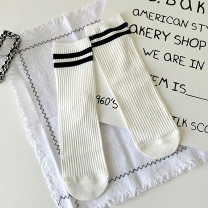 Striped Socks / Plain Socks / Contrast Trim Socks