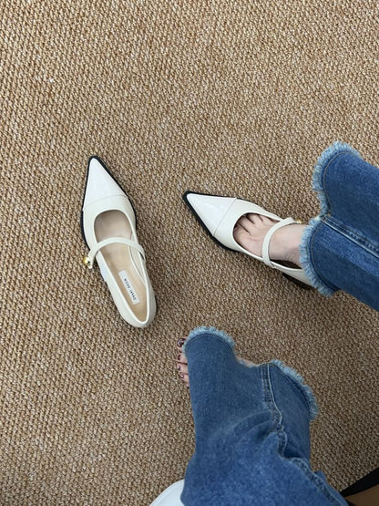 Pointed Toe Chunky Heel Mary Jane Shoes