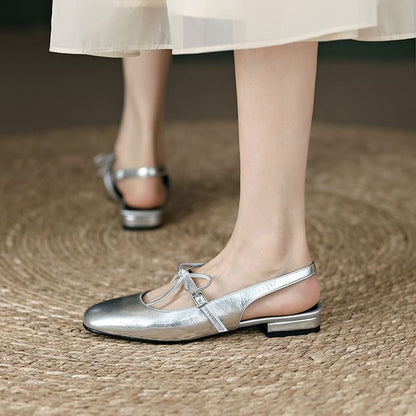 Bow Chunky Heel Slingback Sandals