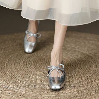 Bow Chunky Heel Slingback Sandals