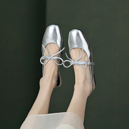 Bow Chunky Heel Slingback Sandals