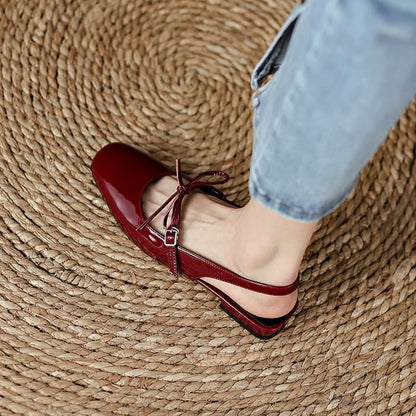 Bow Chunky Heel Slingback Sandals