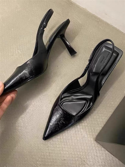 Pointed Toe Leopard Print High Heel Slingback Sandals