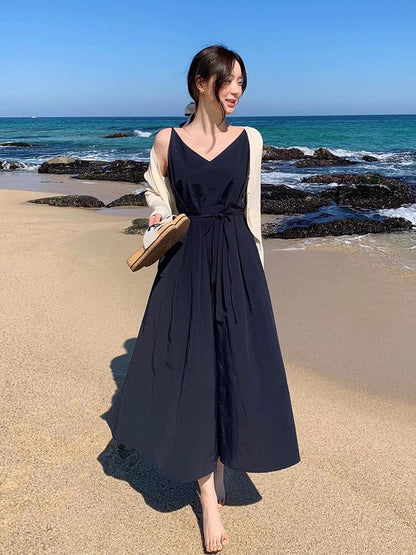 Thin Strap V-Neck Midi Sundress
