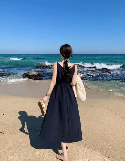 Thin Strap V-Neck Midi Sundress