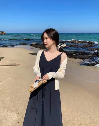 Thin Strap V-Neck Midi Sundress