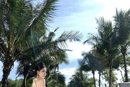 Maxi Plain Dress A-Line V-Neck Halter