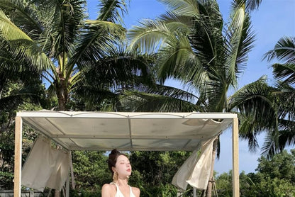 Maxi Plain Dress A-Line V-Neck Halter