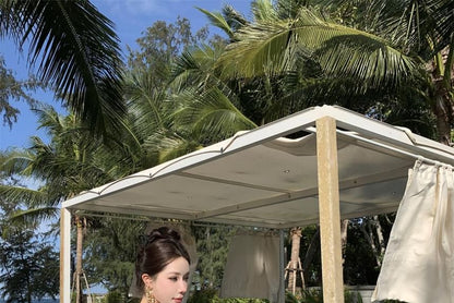 Maxi Plain Dress A-Line V-Neck Halter