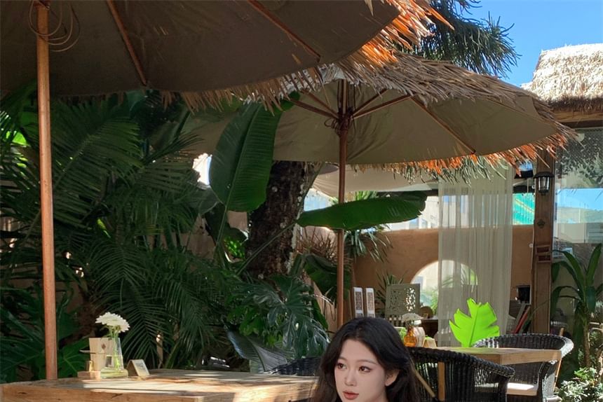 Midi Dress Plain Spaghetti Strap Pleated