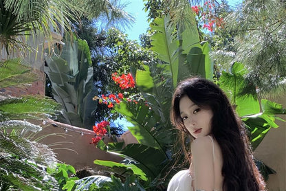 Midi Dress Plain Spaghetti Strap Pleated