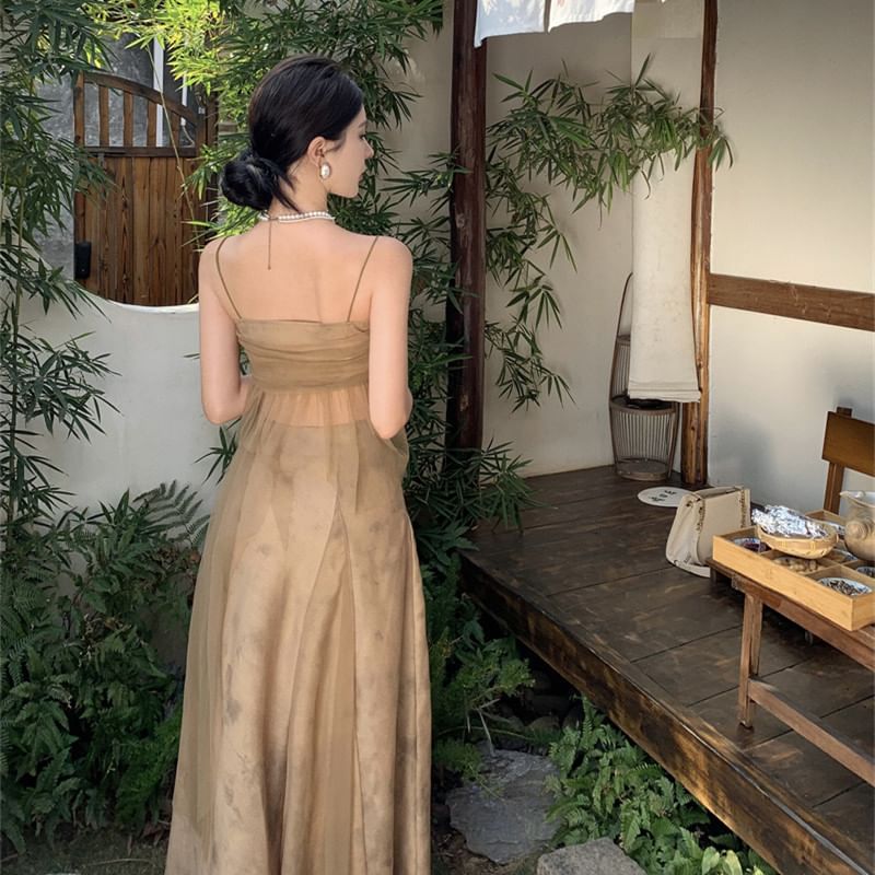 + Rise Maxi Skirt Mid Top Plain A-Line Camisole Set: Flowy