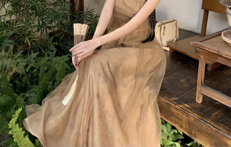 + Rise Maxi Skirt Mid Top Plain A-Line Camisole Set: Flowy