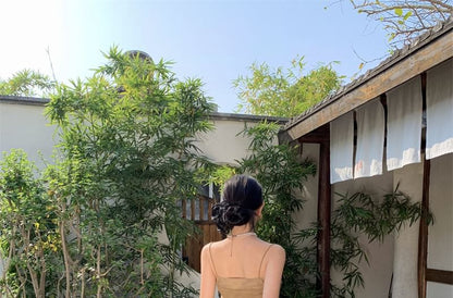 + Rise Maxi Skirt Mid Top Plain A-Line Camisole Set: Flowy