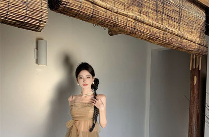 + Rise Maxi Skirt Mid Top Plain A-Line Camisole Set: Flowy