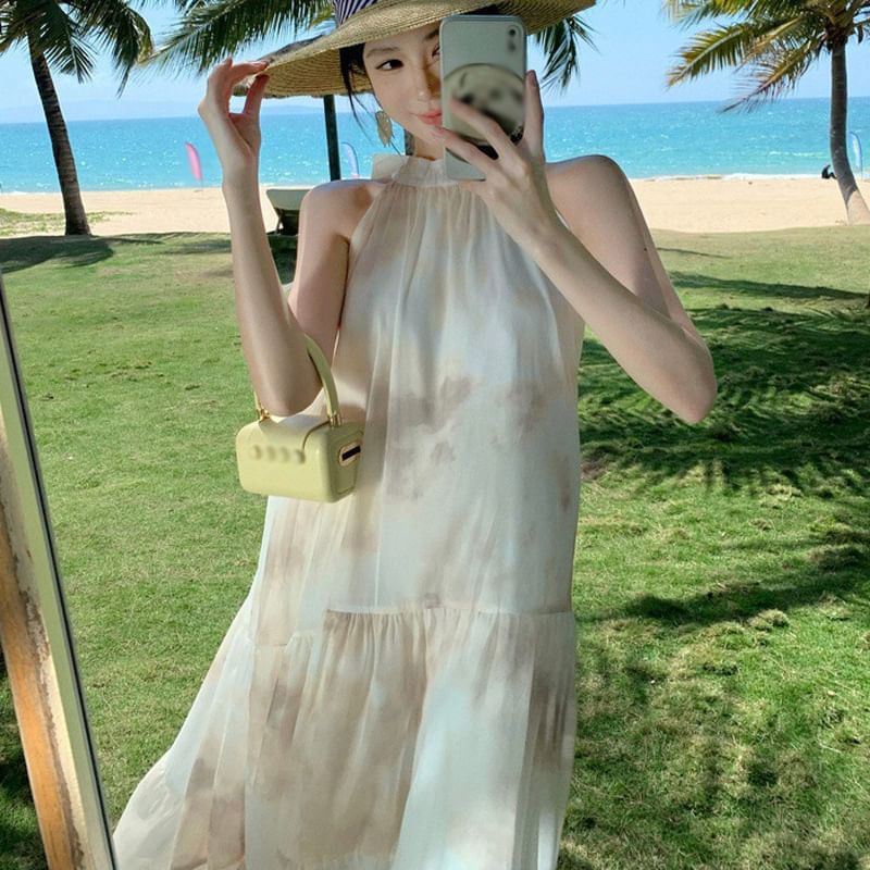 Sleeveless Floral Maxi A-Line Dress