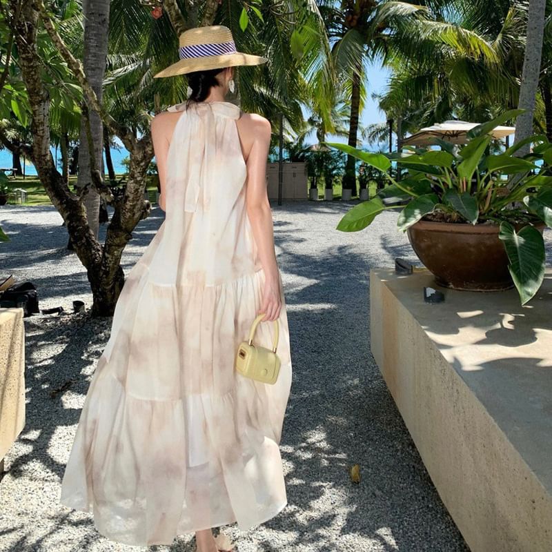 Sleeveless Floral Maxi A-Line Dress